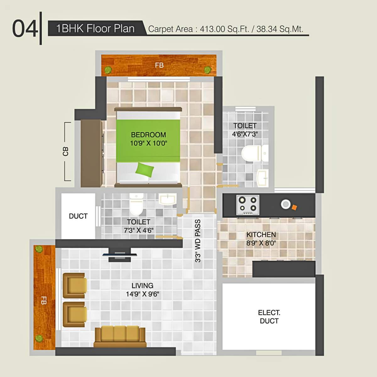 Highland-Park-Floor-Plan-1-BHK-413-Sqft